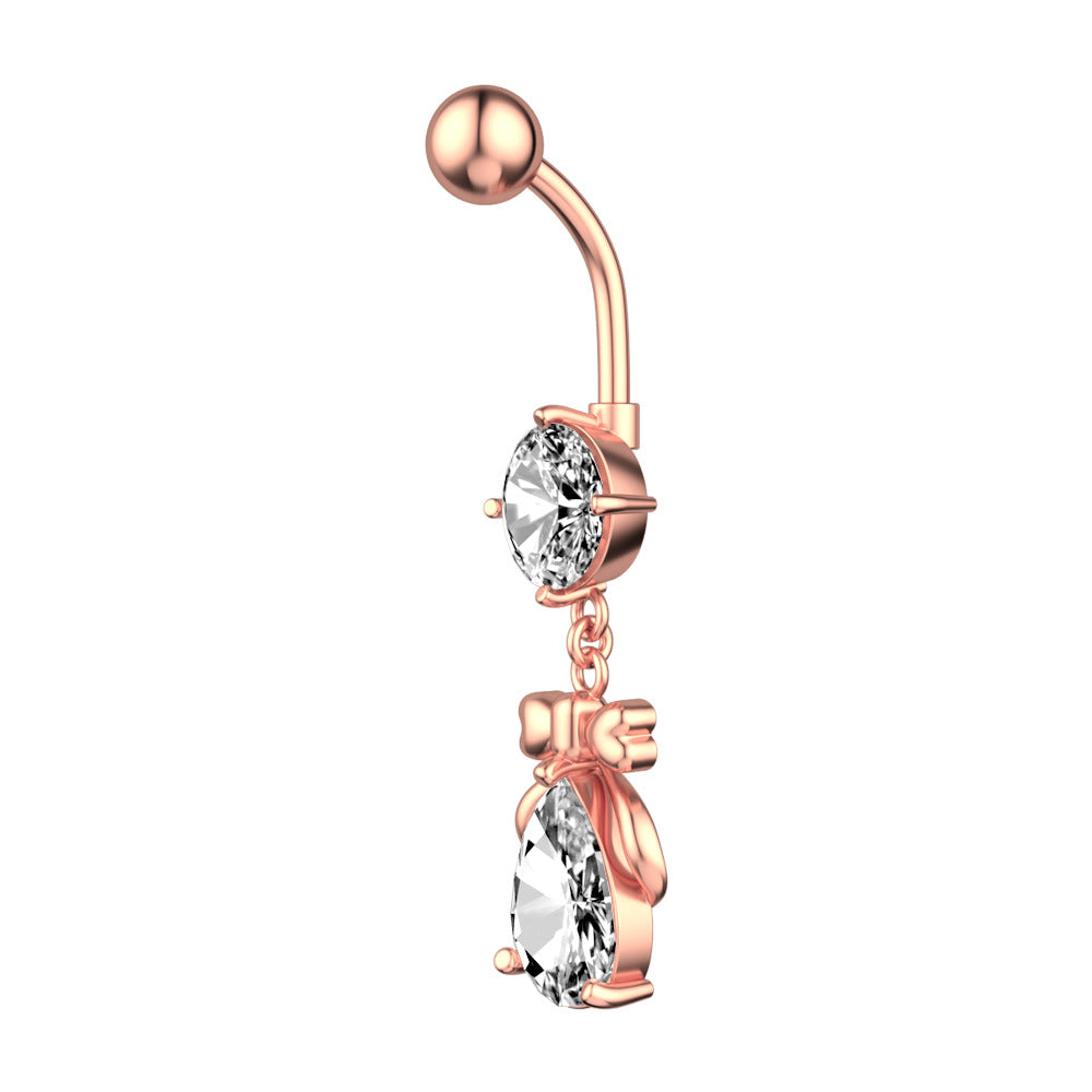 Bowknot Zircon Belly Button Ring
