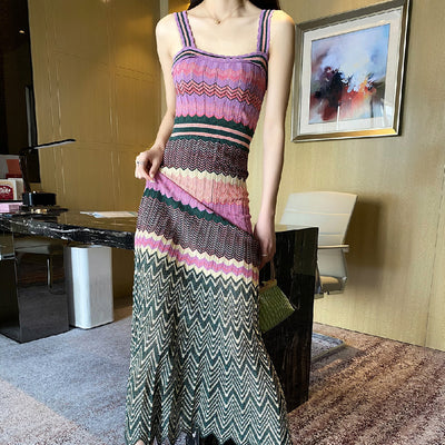 Women's Fashion Printing Contrasting-color Dress