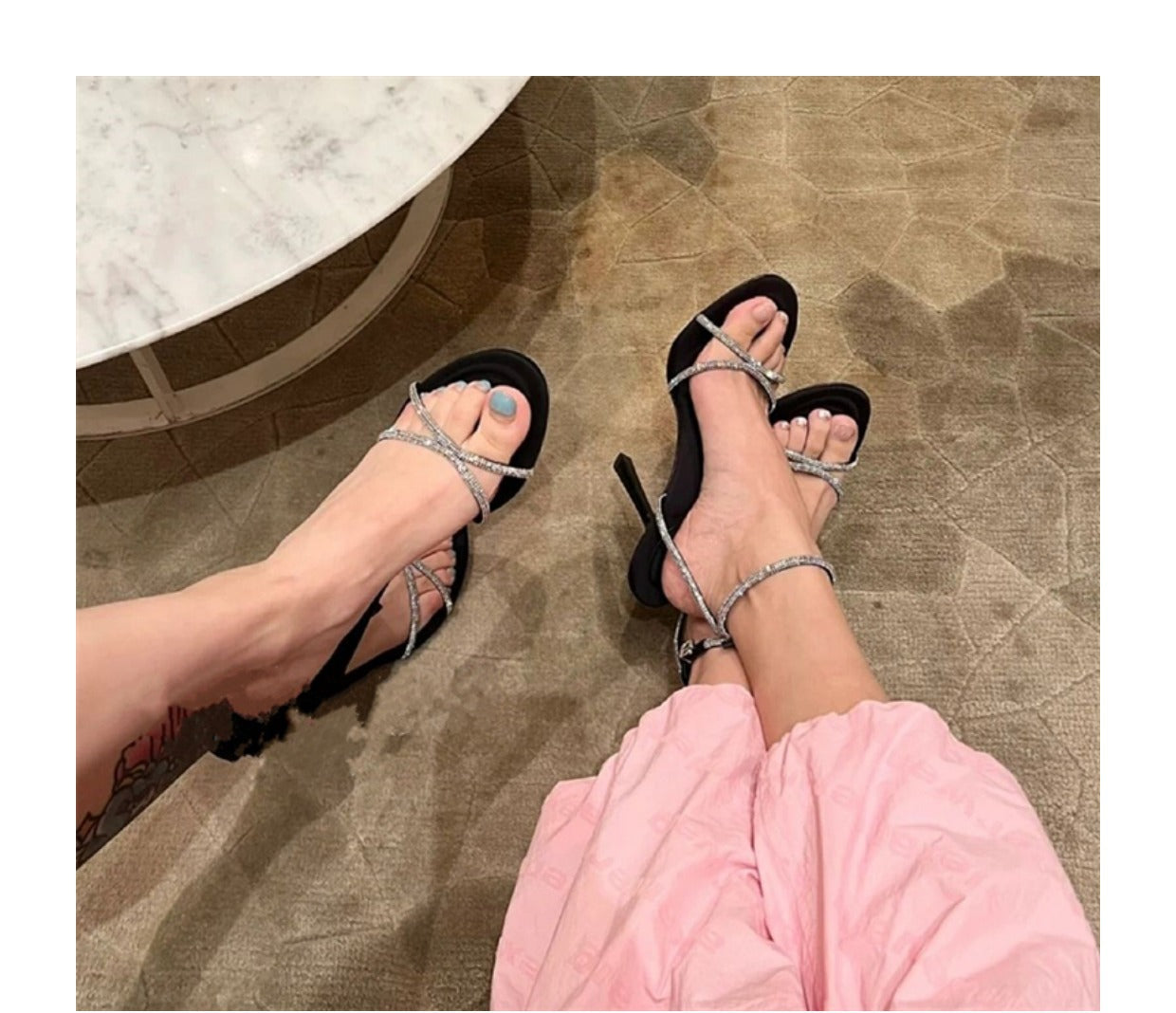 Spring And Summer Stiletto Sexy Open Toe Buckle Rhinestone Sandals