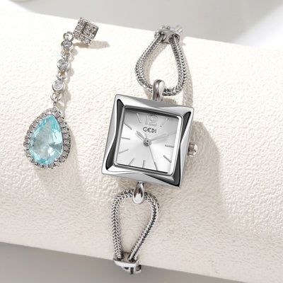 High-grade Simple Small Square Plate Alloy Bracelet Watch Antique Style