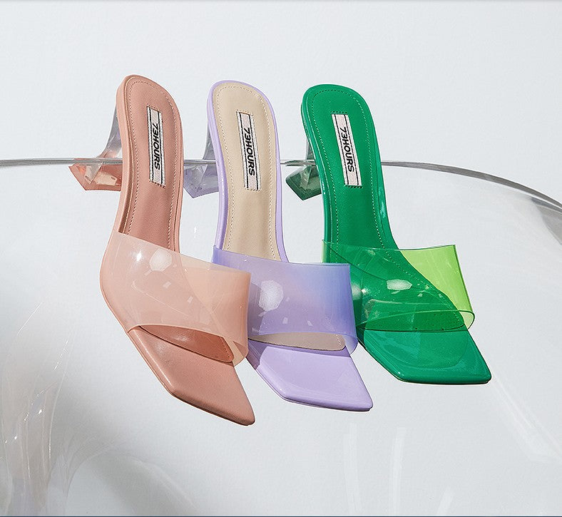 Chunky Heels Elegant Crystal High-heeled Sandals