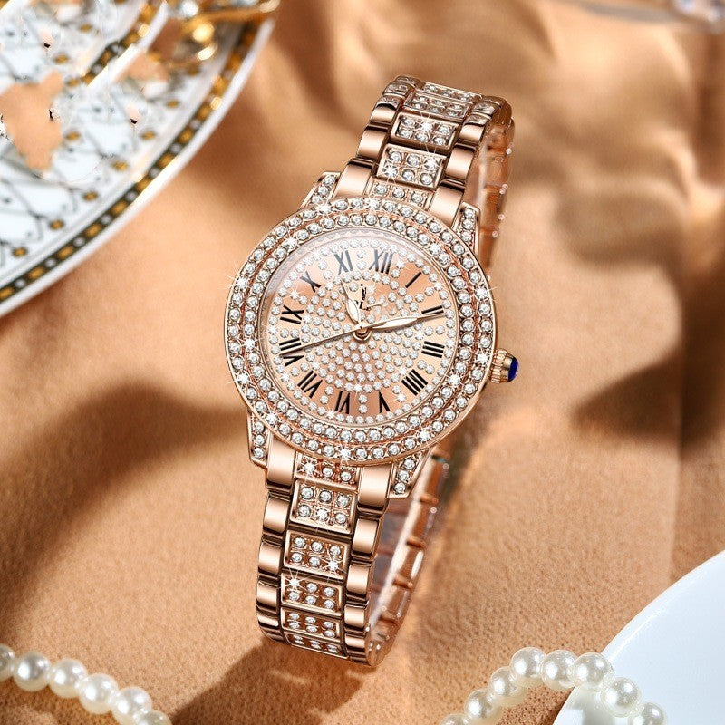 Exquisite And Elegant Sparkling Quartz Watch With Diamonds