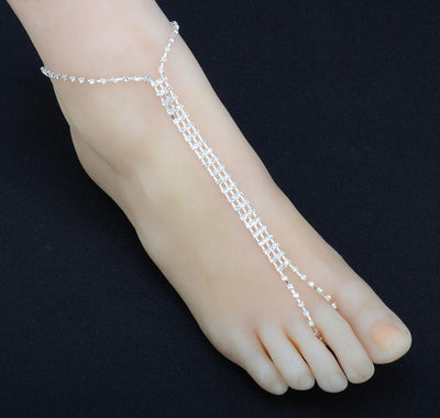 Sexy lady Summer Anklets Bracelet Rhinestone Beach Sandal Leg Chain Boho Crystal Anklet Foot Chain
