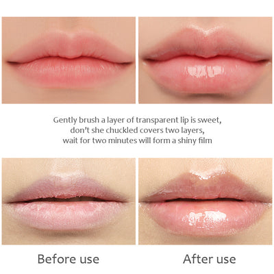 Transparent abundant lip oil moisturizes