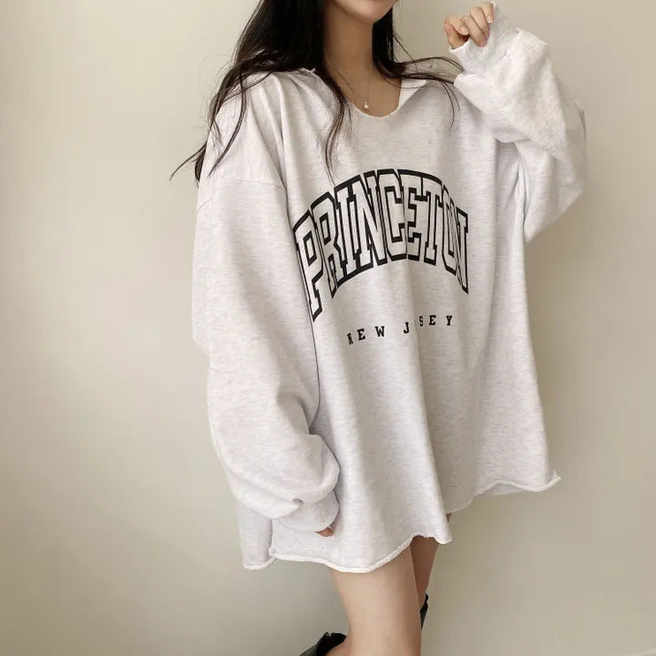 Korean Style Letter Hooded Loose Spring And Autumn Sweater