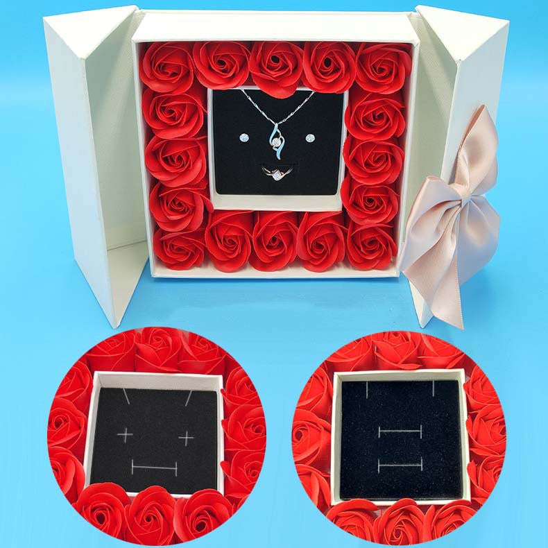 Rose double door jewelry gift box necklace box