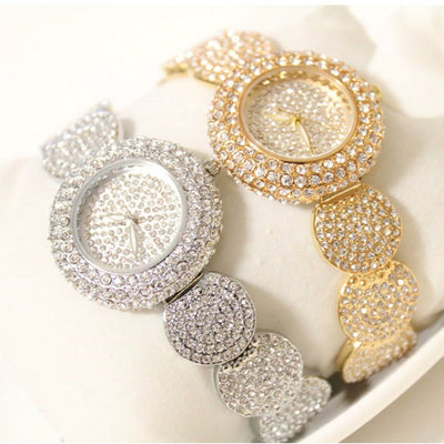 Steel band crystal full diamond watch