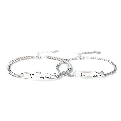 A Pair Of Pure Silver Niche Design Simple Geometric Letter Bracelets