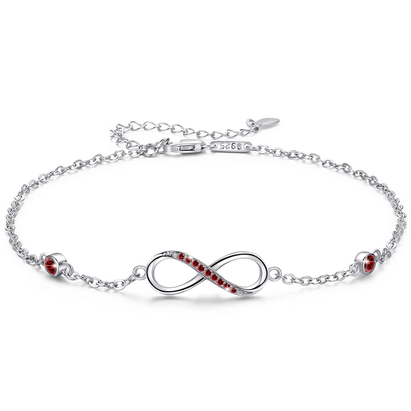 Sterling Silver Endless Love Symbol Anklet Charm Adjustable Chain Anklets For Women