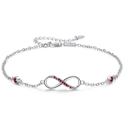 Sterling Silver Endless Love Symbol Anklet Charm Adjustable Chain Anklets For Women
