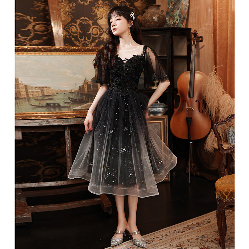 Spring Art Exam Black Xianqi Student Host Annual Party Dress
