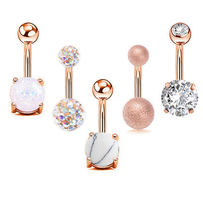 Nail zircon belly button ring set combination
