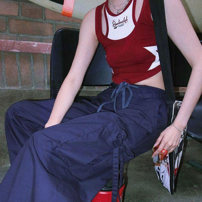 Women's Fake Two-piece Vest XINGX Printed Short Sling