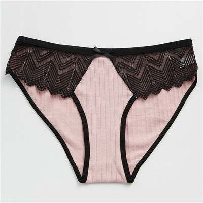 Low waist girlie lace panty breathable pink
