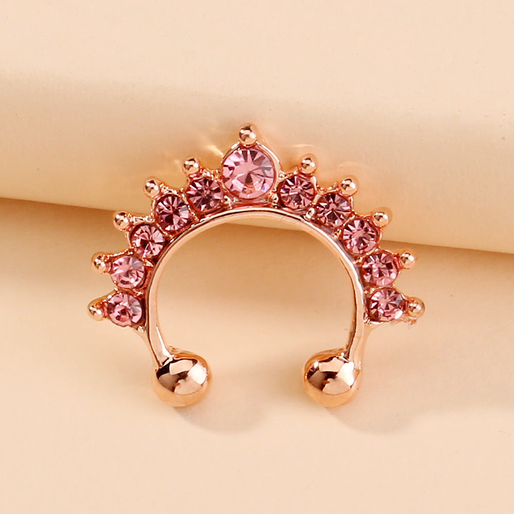 Multicolor Diamond-Studded Colored Diamond Nose Ring Pierced Nose Nail Jewelry Accessories