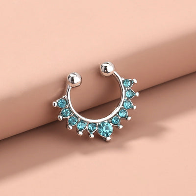 Multicolor Diamond-Studded Colored Diamond Nose Ring Pierced Nose Nail Jewelry Accessories