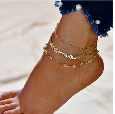 LETAPI Bohemian Beads Anklets for Women Boho Cubic Zirconia Anklet Ankle Bracelet on Leg Anklet Jewellery