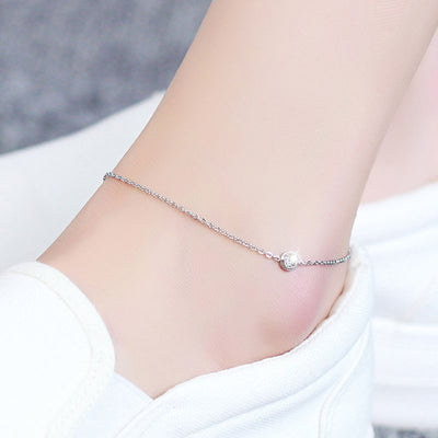 Ustar Simple Stainless Steel Chain Anklets For Women With Cubic