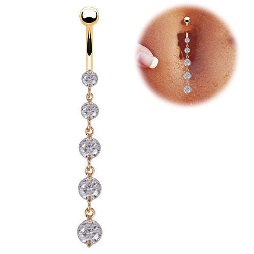 Golden Zircon Crystal Belly Button Ring Tassel Belly Button Button Belly Button Earrings Body Piercing Ornaments