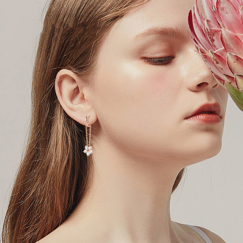 Light Luxury Tassel Flower Earrings Summer