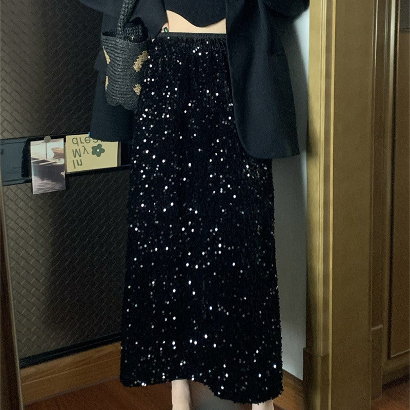 Women's Fashionable Sequins Heavy Industry Skirt