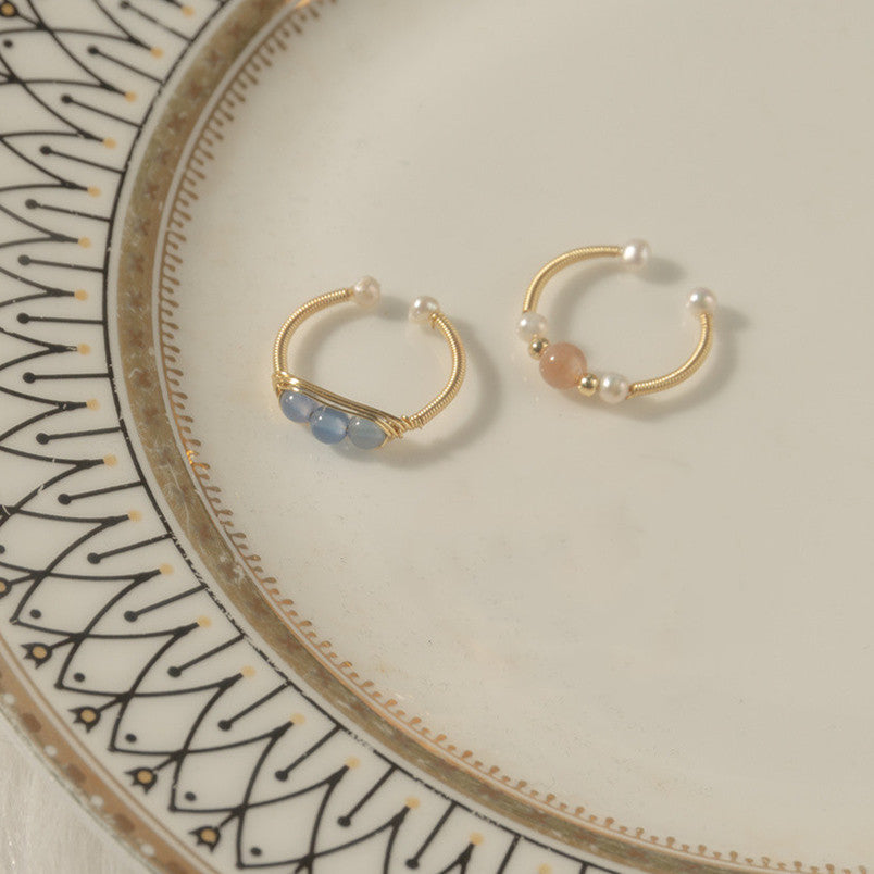 Natural Aquamarine Diy Design Female Ring Ornament