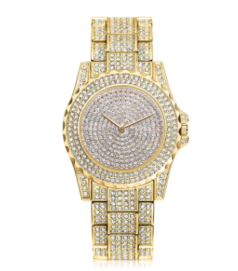 Fashion Bling Casual Ladies Female Quartz Gold Watch Crystal Diamond