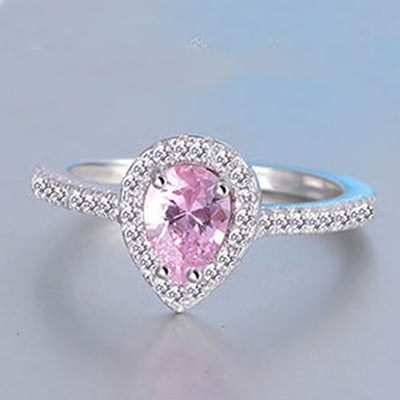 Drop diamond pink diamond ring