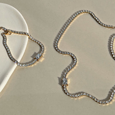 Cubic Zirconia Chain And Bracelet Neck Chain Choker