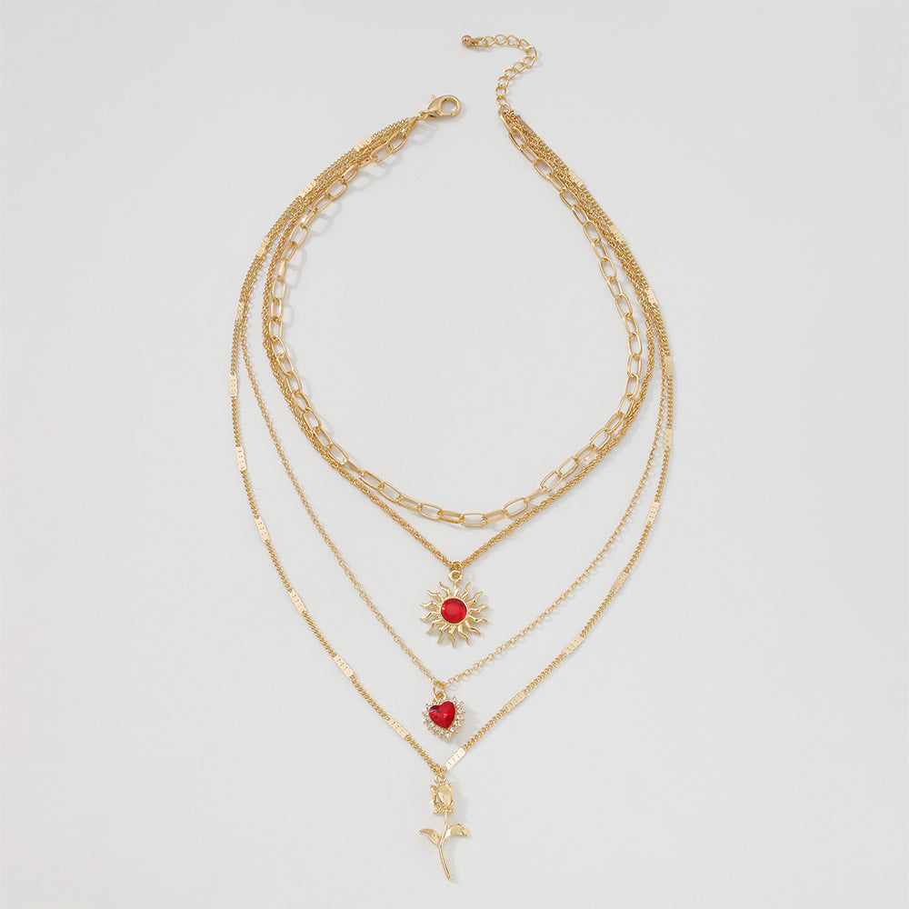 Layered Necklace Elegant Metal Chain Diamond Necklace
