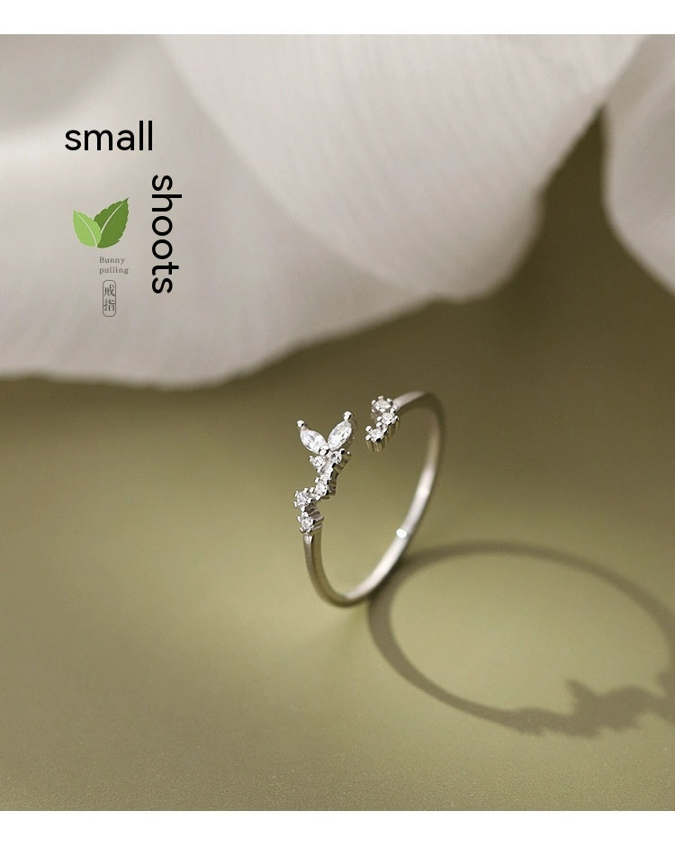 Special-interest Design High-grade 925 Silver Plated Small Bud Ring