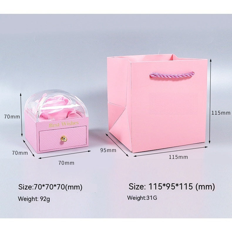 Jewelry Storage Box Single Rose Drawer Box Macaron Ring Necklace Packaging Box Jewelry Box