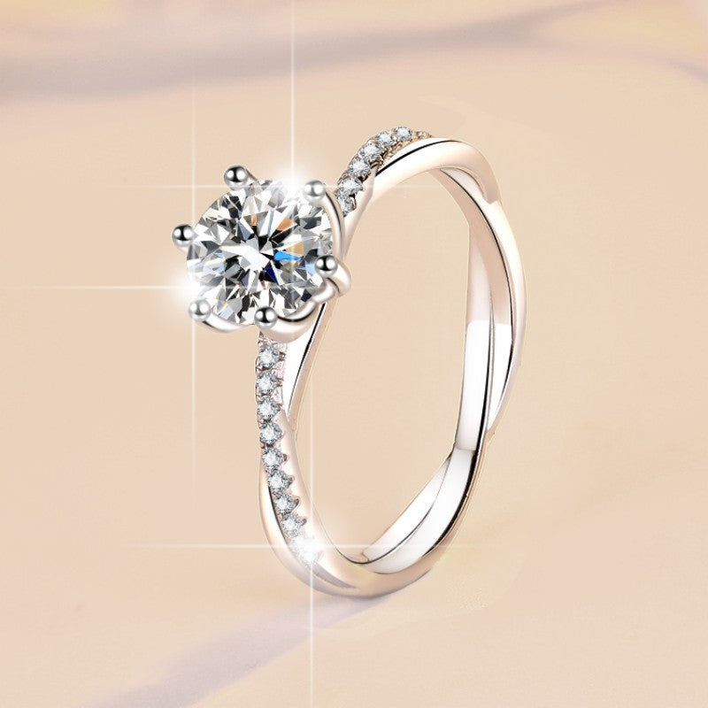 Moissanite Ring Women's 925 Sterling Silver Plated