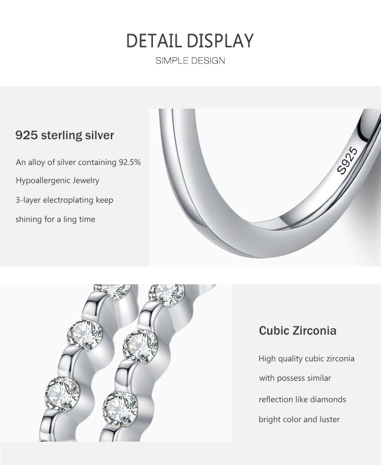 S925 Sterling Silver Geometric Ring European And American Niche Ins Design Diamond