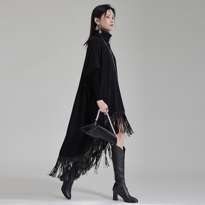 Women's Fashion Black Tassels Skirt