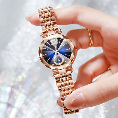 Women's Fashionable Multi-pronged Gradient Glass With Diamond Face Watch
