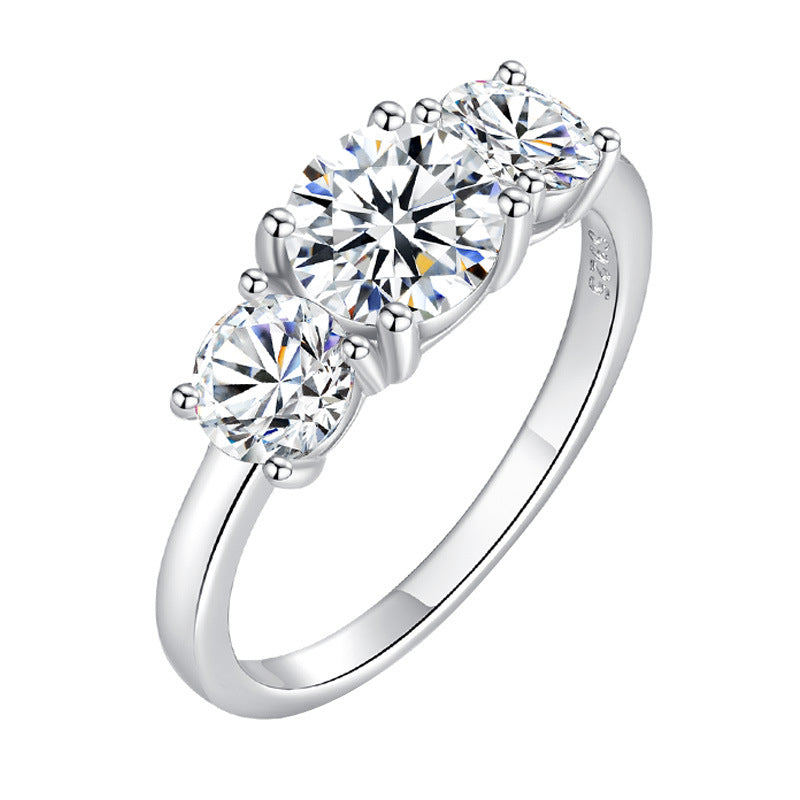 Moissanite S925 Sterling Silver Ring Plated With 18k White Gold