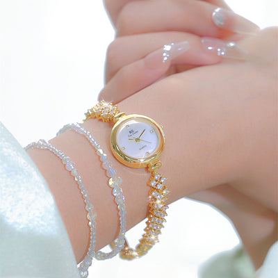 Mermaid Light Luxury Diamond Small Gold And Silver Chain Watch