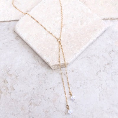 White pointed crystal necklace double chain necklace delicate necklace