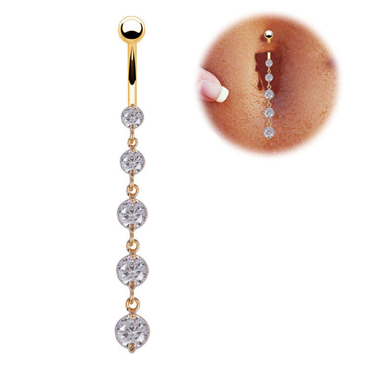 Crystal Button Ring Heart Belly Piercing