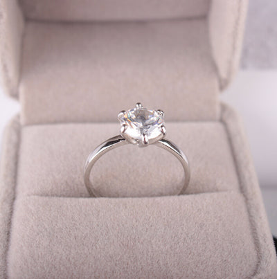 Plated 925 Silver Six-Prong Zirconia Ring High-Diamond Wedding Couple Accessories Engagement Ring