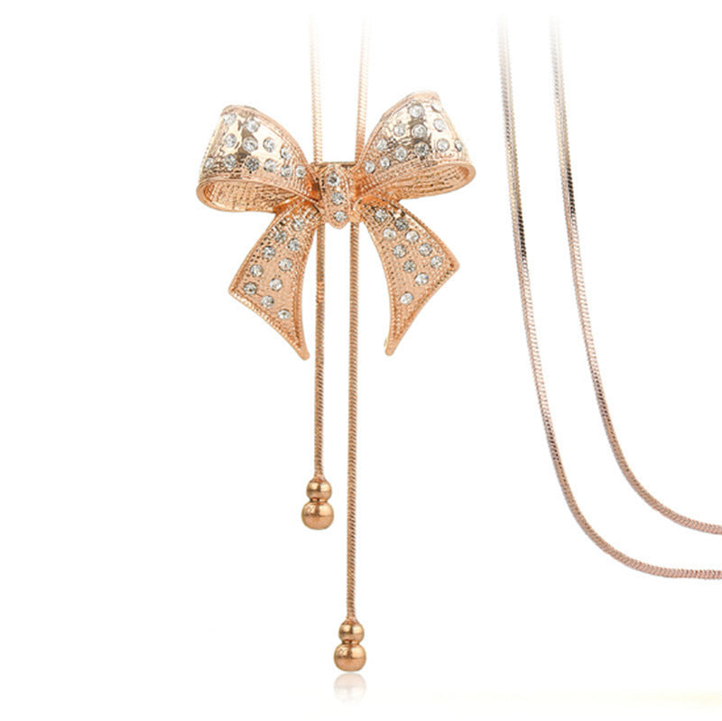 Diamond-studded bow necklace necklace chain