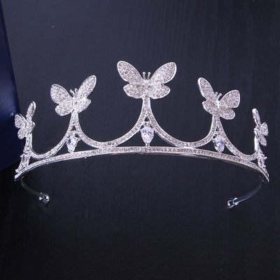 Butterfly Bride Zircon Alloy Crown Tiara Wedding Party Tiara