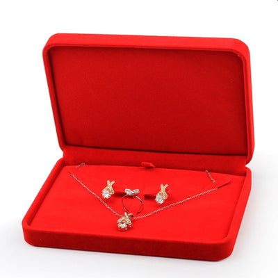 Velvet Presentation Jewelry Ring Necklace Bracelet Storage Display Box Case Gift