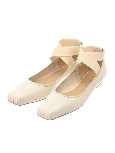 Women's Ballet Comfort Strap Leather Low Heel Pumps