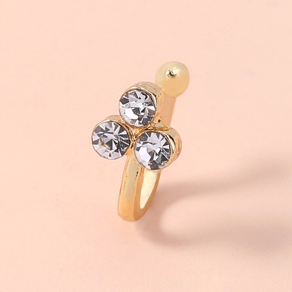 Niche design mini diamond U-shaped fake clip gold 3 diamond fake nose ring nose ornaments for women