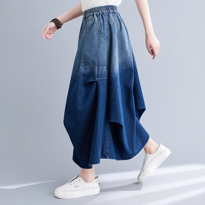Gradient Color Denim Skirt For Women