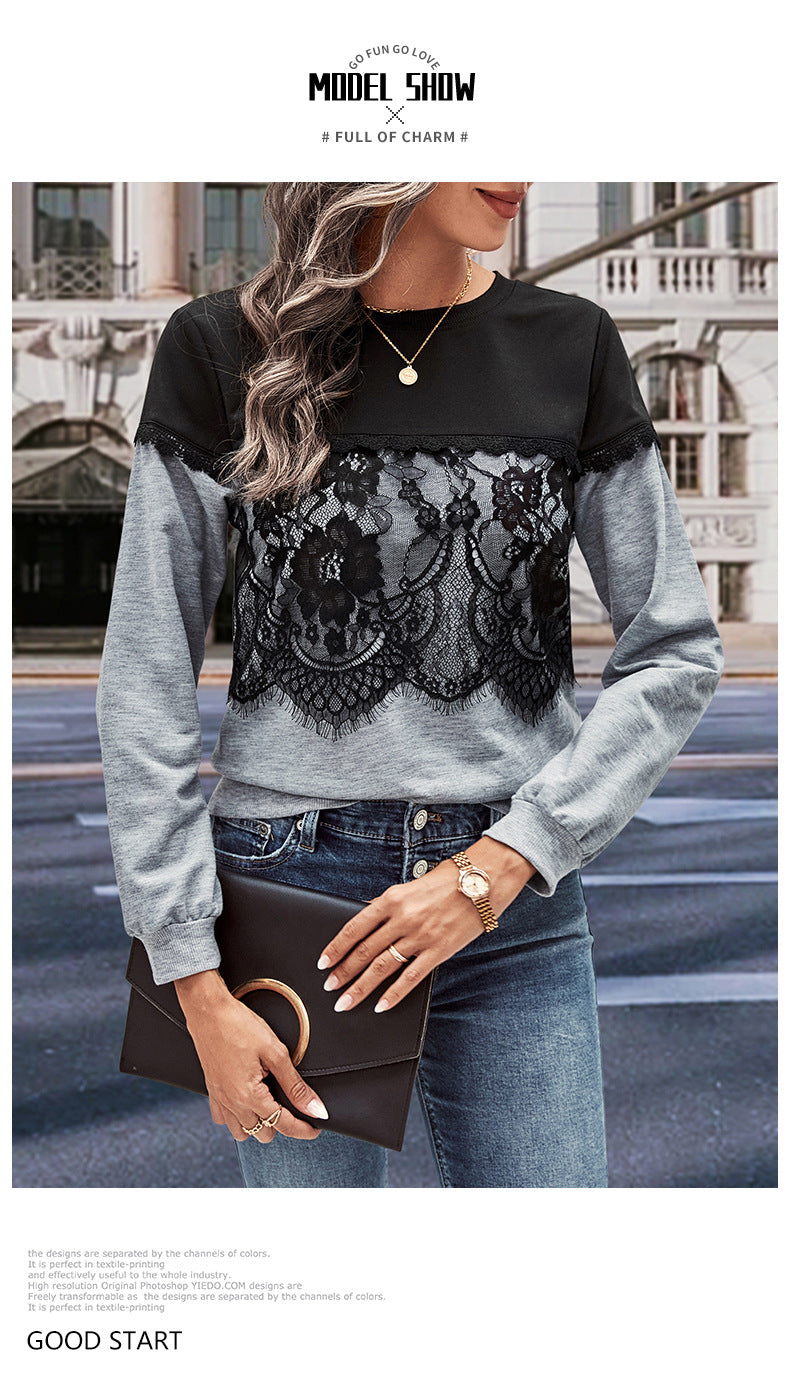 Women's Color Matching Long-sleeved Sweater Autumn