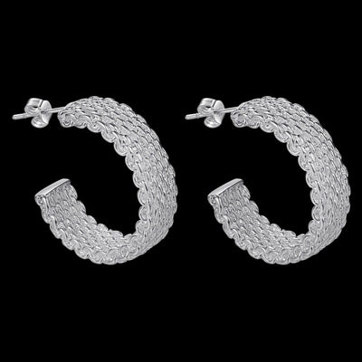 925 silver plated earrings mesh earrings female earrings