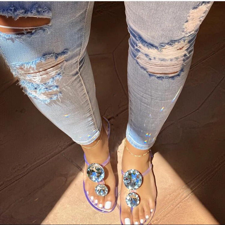 Women's Summer Plastic Rhinestone Sandal Slippers